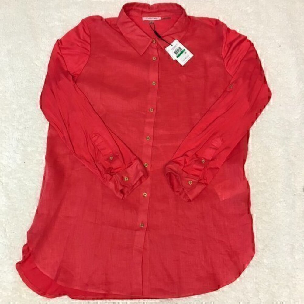 Calvin Klein Women's Front Button Tunic Top Size Large
